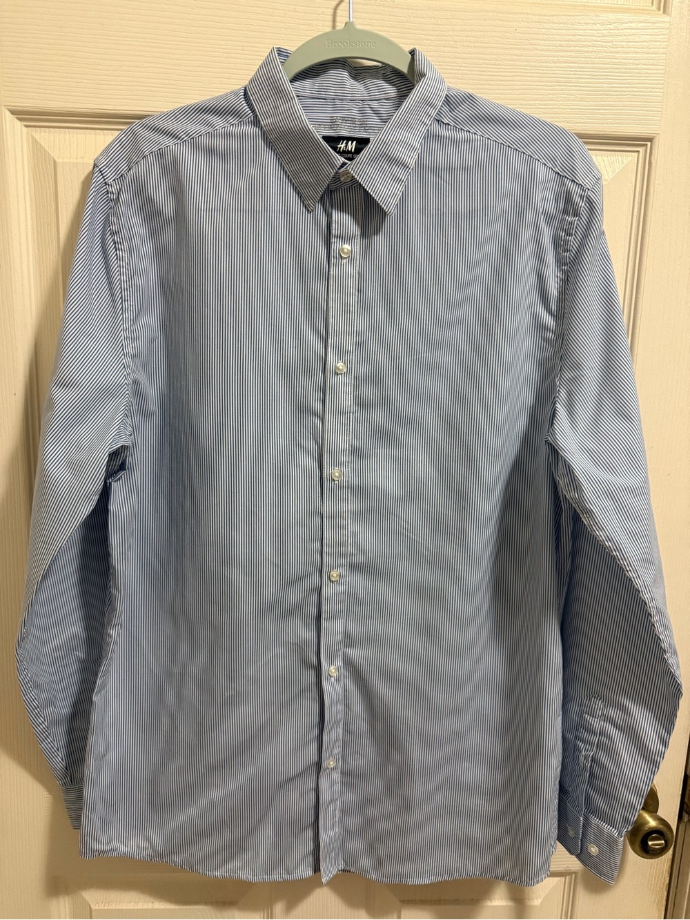 H&M Light Blue Pinstripe Women’s Button-Down Dress Shirt